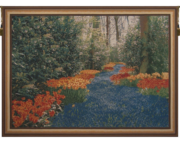 Keukenhof Garden Tapestry: European Floral Wall Hanging (48x69 inch)