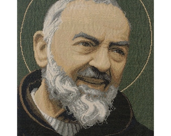 St. Pio European Wall Tapestry - Saint Religious Wall Decor Art - Woven Italian Wall Tapestry - Jesus Unique Antique Wall Hanging