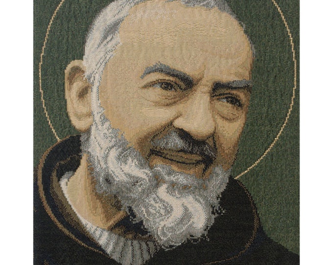 St. Pio Italian Woven Wall Tapestry: Religious Decor Art