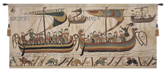 Medieval Bayeux Navigio Wall Tapestry - Jacquard Woven European Decorative Art for Home Decor
