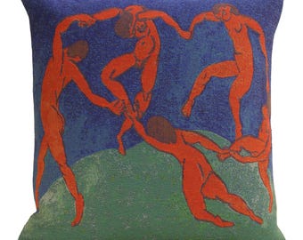 La Danse Matisse Tapestry Cushion Cover, Belgian Woven Pillow 18x18in