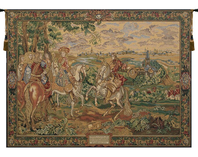 La Prise de Lille II Tapestry: Belgian Woven Medieval Wall Hanging
