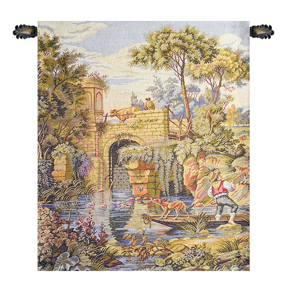 Italian Jacquard Woven Wall Tapestry: Ponte Old Bridge, Boucher Art