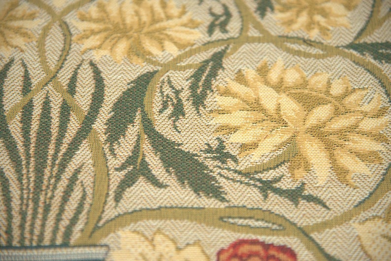 William Morris rose tapestry pillow cover with floral vase design vintage jacquard woven cushion for sofa home decor