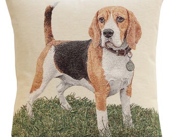 Beagle Tapestry Pillow Cover 18x18 inch - Dog Lover Decorative Pillow Cover - Woven Throw Pillows Case for Sofa & Home Decor