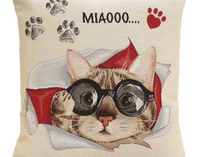 George the Cat Tapestry Cushion Cover - Decorative Pillow Case for Couch Sofa Living Room 18x18"