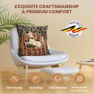 Belgian Woven Unicorn Millefleurs Tapestry Pillow Cover 16x16 Inch - Fantasy Home Decor Cushion Gift image 9