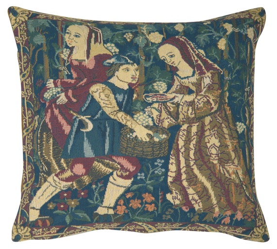 Wine Making Tapestry Pillow Cover: Belgian Woven Cushion, 14x14