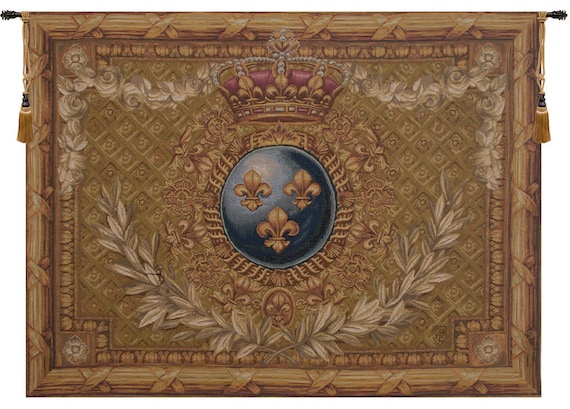 Fleur De Lys French Tapestry: Medieval Woven Wall Art (44x58 inch)