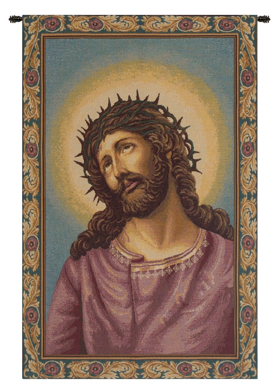 Christ's Thorns Coronation Tapestry: Woven Italian Religious Wall Art