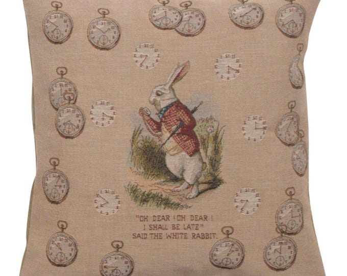 Alice in Wonderland Tapestry Cushion Cover: Late Rabbit Design (19x19 inch)