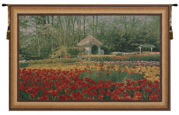 Keukenhof Garden Tapestry: Belgian Woven Floral Wall Art