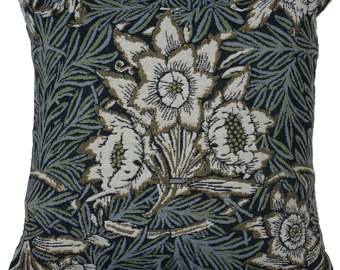 Belgian Tapestry Cushion Cover 16x16 inch - Tulips and Willows Goblin Design -  Square Decorative Pillow