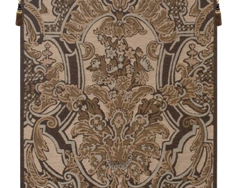 Brocade Flourish European Wall Tapestry - Woven Jacquard Wall Hanging - Decorative Textured Wall Art - Decorative Floral Wall Tapestry