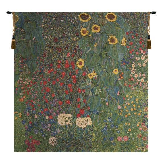 Klimt Sunflower Tapestry: Country Garden Floral Wall Hanging
