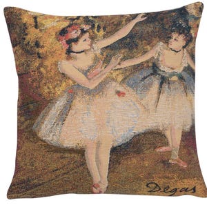 Degas Dancers Tapestry Cushion Cover: Woven Art Pillow (18x18 inch)