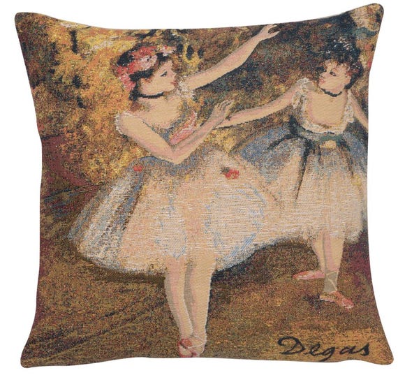 Degas Dancers Tapestry Cushion Cover: Woven Art Pillow (18x18 inch)
