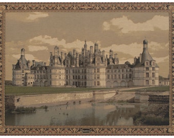 Chambord Castle II Wall Hanging | European Castle Wall Decor Art | Unique Woven Wall Tapestry | Antique Decorative Wall Hanging