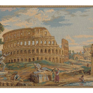 Colosseo European Wall Tapestry - Famous Place Wall Decor Art - Woven Italian Wall Tapestry - Historical Jacquard Wall Hanging