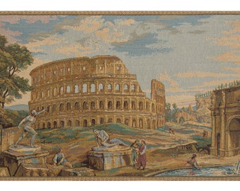 Colosseo European Wall Tapestry - Famous Place Wall Decor Art - Woven Italian Wall Tapestry - Historical Jacquard Wall Hanging