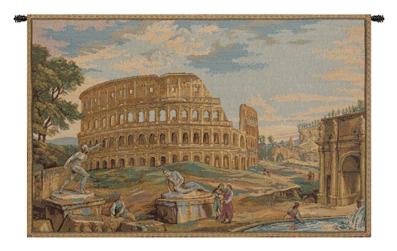 Colosseum Tapestry: Woven Italian Wall Hanging, European Decor (12x19 inch)