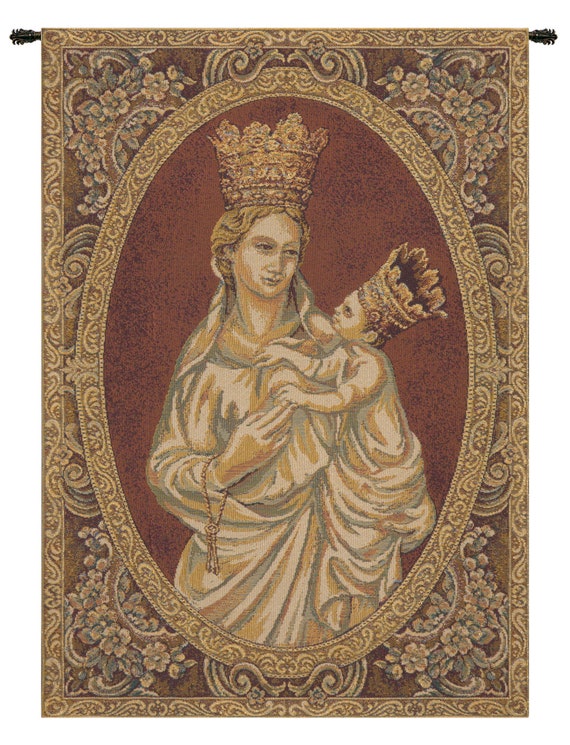 Madonna from Trapani Tapestry: Italian Jacquard Woven Wall Art