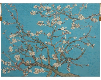 The Almond Blossom II European Wall Tapestry - Fine Arts Tapestry Wall Hanging - Van Gogh Wall Décor Art - Floral Decorative Wall Hanging