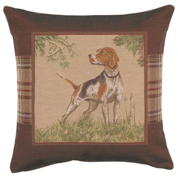 Dog Pointer Tapestry Pillow Cover: Woven French Jacquard, 19x19 inch