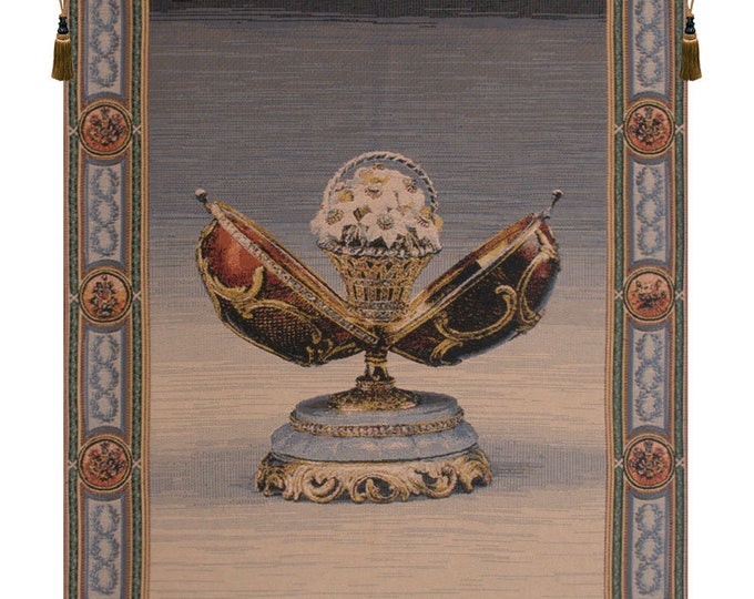 Spring Flower Basket Wall Tapestry - Medieval European Jacquard Art (38x30 inch)