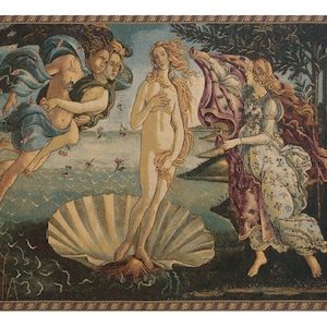 Sandro Botticelli Wall Decor Nascita di Venere Wall Tapestry, Woven Wall Hangings Tapestry Gift For Her/Him, Italian Jacquard Modern Wall Ar