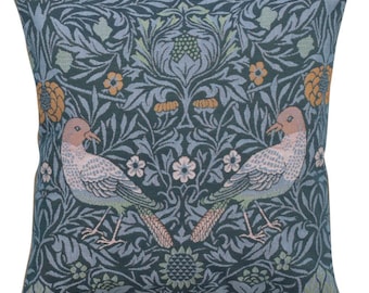 Bird Couple Tapestry Cushion Cover 19x19 inch inch - William Morris Art Floral Sofa Pillow Cover - Medieval Decorative Throw Pillow Cover