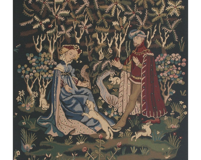 Gift of the Heart Medieval Wall Tapestry - Gobelin Wall Hanging - Woven Decorative Wall Art for Home Décor