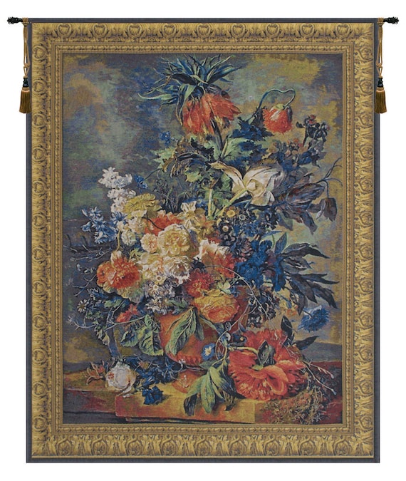 Bouquet Dore European Wall Tapestry - Decorative Wall Décor Art - Flower Home Décor Wall Hanging - Modern Dutch Floral Wall Art