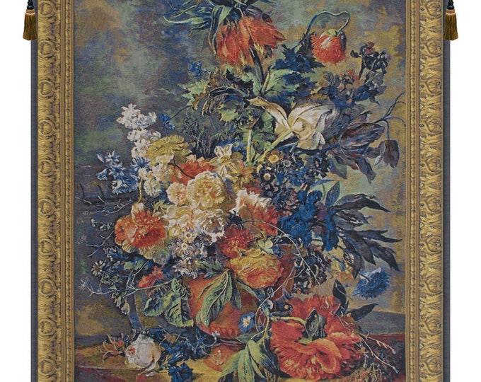 Bouquet Dore European Wall Tapestry - Decorative Wall Décor Art - Flower Home Décor Wall Hanging - Modern Dutch Floral Wall Art