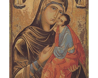 Greek Madonna European Wall Decorative Tapestry - Medieval Religious Wall Hanging-Jacquard Woven Belgian Wall Tapestry - Italian Wall Decor