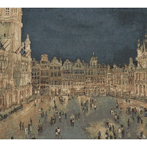 Grand Place Italy European Wall Tapestry - Jacquard Woven Gobelin - Wall Hanging Artwork- Italian Decor Wall Art -Vintage Wall Hanging