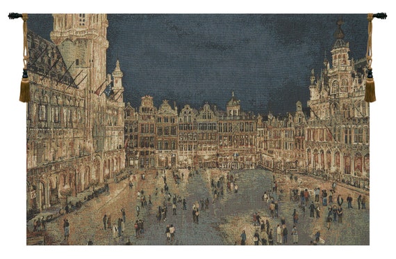 Grand Place Jacquard Tapestry: Vintage European Wall Hanging (12x18 inch)