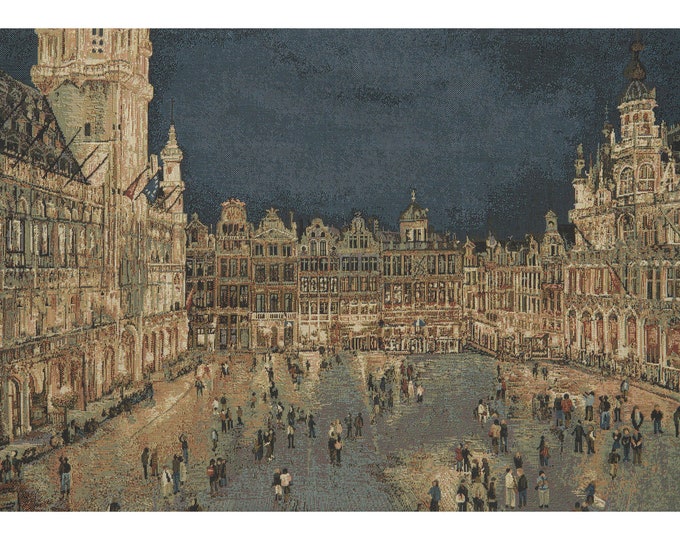 Grand Place Jacquard Tapestry: Vintage European Wall Hanging (12x18 inch)
