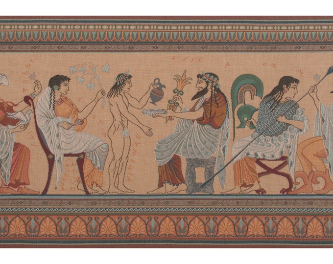 Olympians Tapestry: French Jacquard Woven Wall Hanging (19x46 inch)