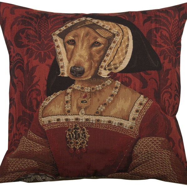 Chien Claude de Tapestry Cushion Cover Jacquard Woven Pillow Case - Square Throw Pillow Cover-Belgian Tapestry Pillow Cover - French Cover