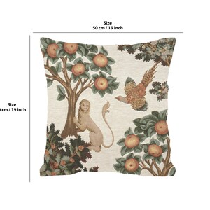 Lion Pheasant Tapestry Throw Pillow Cushion Cover: French Jacquard Woven Medieval (19x19 Inch) image 2