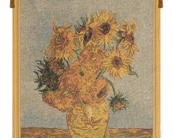 Sunflowers by Van Gogh I European Wall Tapestry - Van Gogh Wall Art - Yellow Floral Wall Decor Art - Decorative Flower Bouquet Wall Hanging