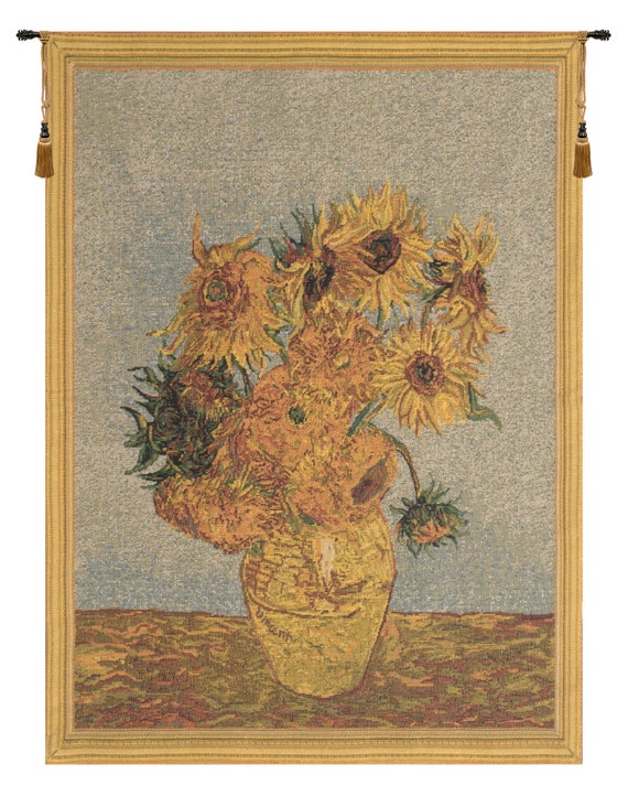 Van Gogh Sunflowers Tapestry: Belgian Woven Floral Wall Art