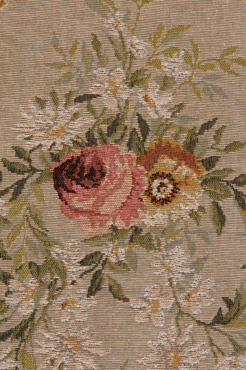 Aubusson Floral Table Runner: French Jacquard Woven Wool (71x14 inch image 3