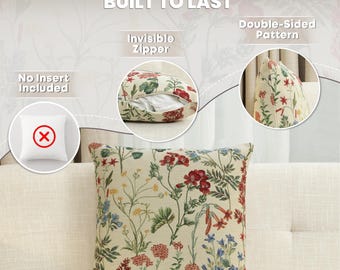Elegant Floral Jacquard Tapestry Cushion Cover 18x18  - Decorative Throw Pillow Case for Couch