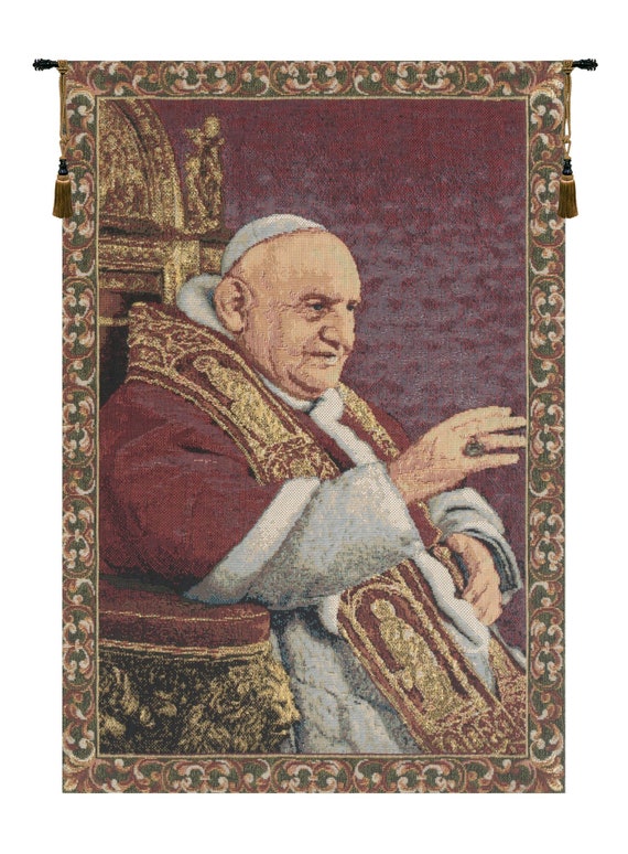 Pope John XXIII Tapestry: Belgian Jacquard Woven Religious Wall Art (17x11 inch)
