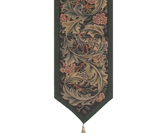 William Morris Green Tapestry Table Runner: Acanthus Leaf Design