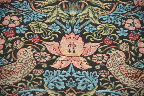 William Morris Strawberry Thief Throw Blanket Belgian Jacquard