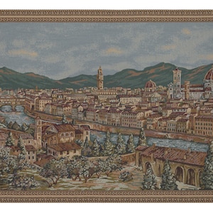 Florence Italy Tapestry: Medieval European Woven Wall Hanging (26x43 inch)