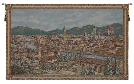 Florence Italy Tapestry: Medieval European Woven Wall Hanging (26x43 inch)